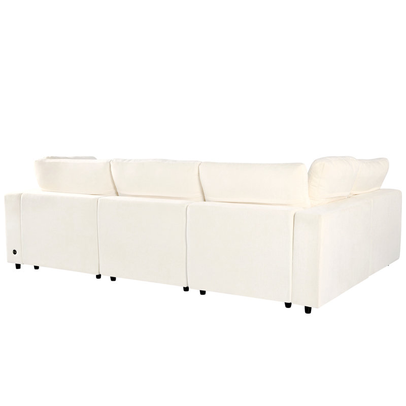Canapé modulaire rembourré avec espace de rangement, Polyester beige
