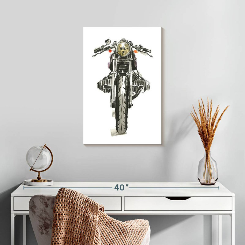Motos Mehar dans l'encre II, H 24 po x l 16 po