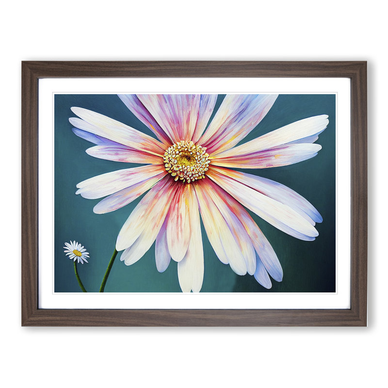 Daisy Flower Dreams - Framed Print, 25cm H x 34cm W x 2cm D, Walnut