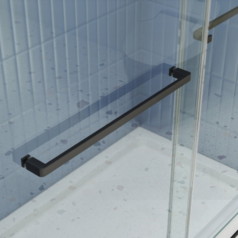 Porte de douche à dérivation, porte coulissante, avec verre trempé de 5/16 po, Noir mat