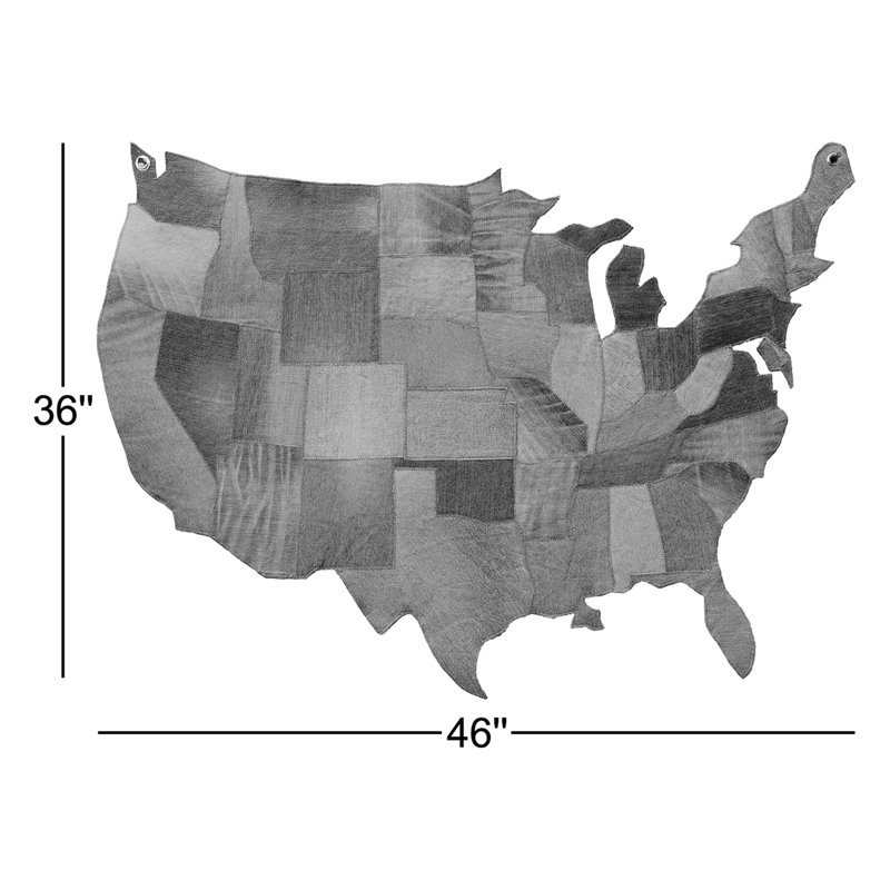 Handmade Cities & Countries Fabric Wall Decor, Dark Tan