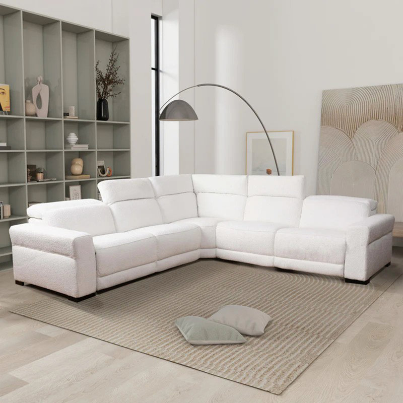 Yohan Reclining Sectional Sofa - White Boucle