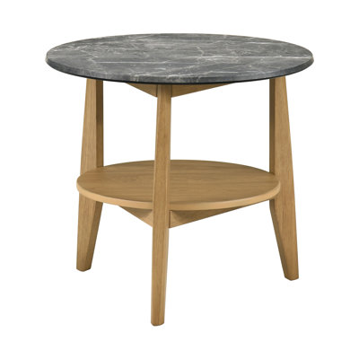 23.9" W Mid-Century Modern End Table, Grey