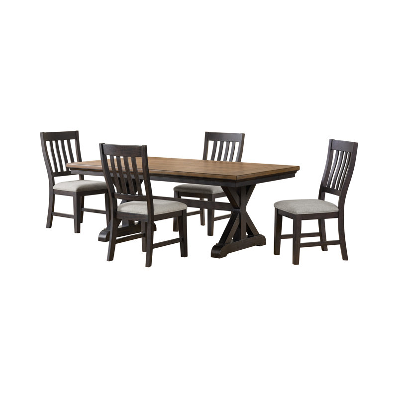 Ensemble de salle à manger Johnshaven 5 pièces, hauteur standard, couleurs espresso et marron - Table et quatre chaises