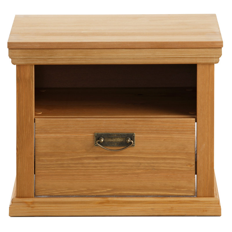 Makah 50.6cm W Solid Wood Bedside Table, Honey