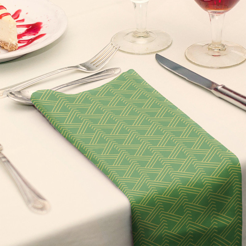 Serviette de table en coton Zig Zag, Vert/jaune, H 0,1 po x l 22 po x P 22 po, Polyester sergé