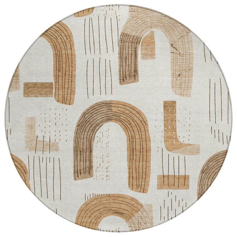 Tapis ivoire intérieur / extérieur lavable à la machine Cinead ACN1698, Rond 8 pi