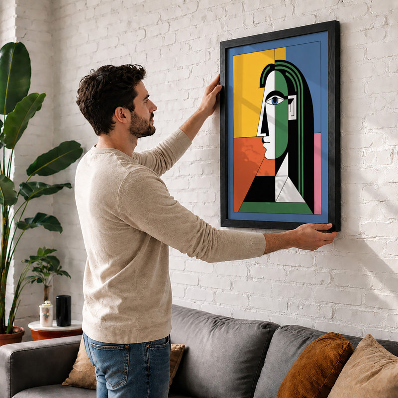 Geometric Portrait Art Deco - Print, Walnut, A4 - 29.7 x 21.0 cm