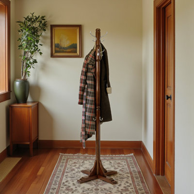 Mount Washington Cappuccino Freestanding Coat Rack in Solid Wood, 72'' H X 24.02'' W X 24.02'' D