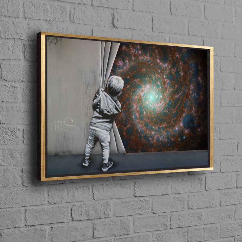 Print on Canvas, 70 cm H x 100 cm W, Framed Print without Mat, Gold