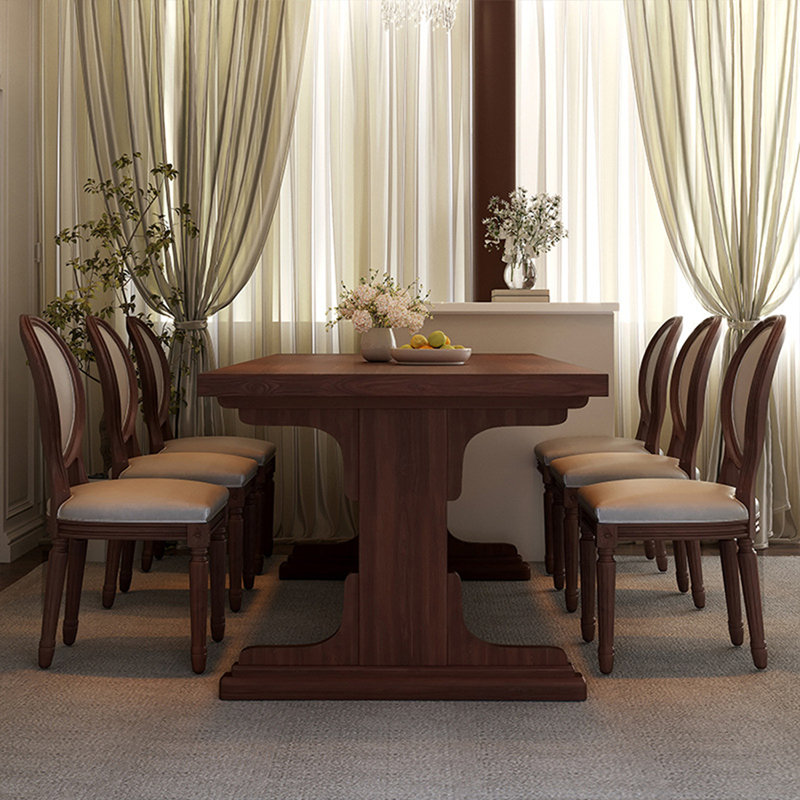 Table de salle à manger rectangulaire en bois massif brun noisette, H 29,53 po x L 70,8 po x l 31,5 po