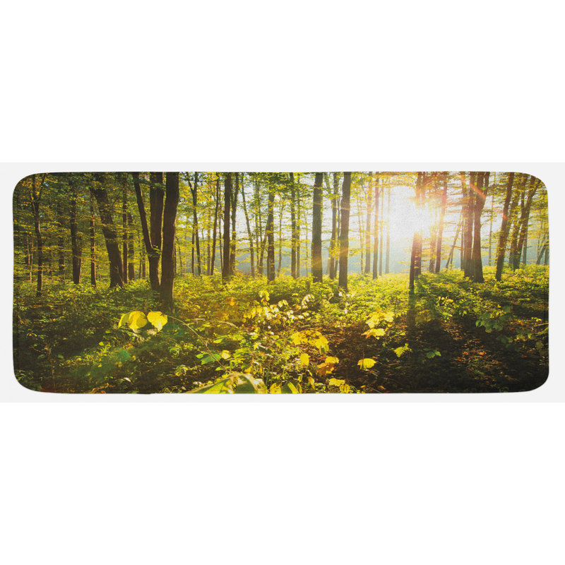 Tapis de cuisine en bois vert tranquils soleil à l’extérieur en bois