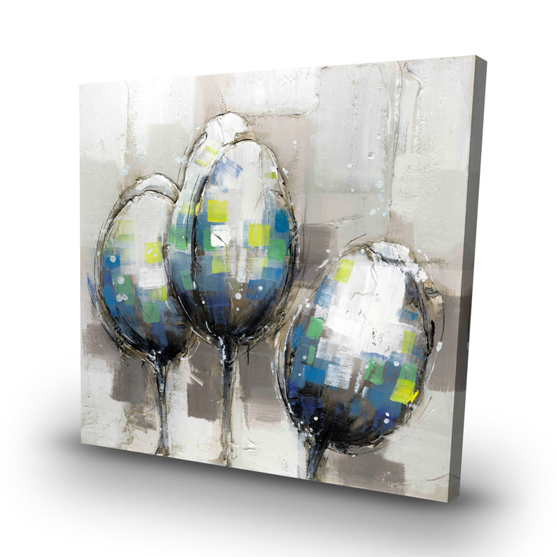 Three abstract tulips - 32"x32" art on canvas