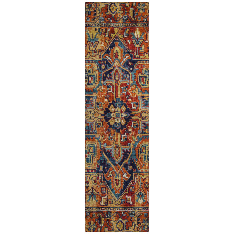 Avis Washable Oriental Indoor / Outdoor Rug, Runner 2'3" x 7'6"