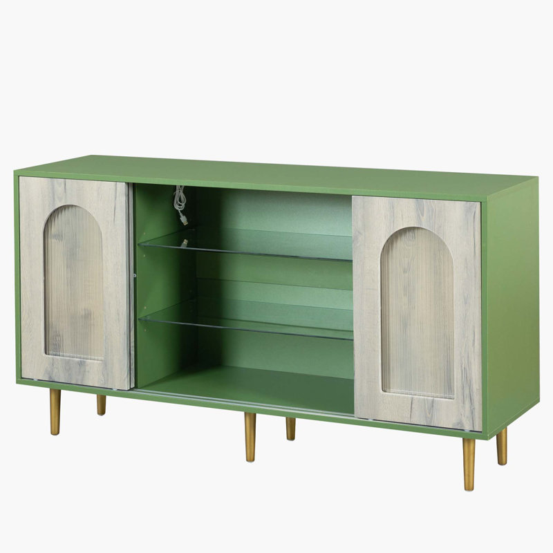 Commode, armoire de bar, casiers, buffet, buffet, Vert / Gris