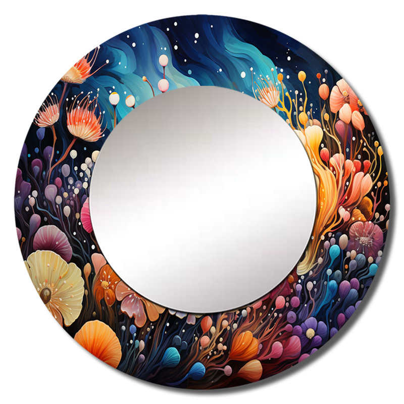 Décoration murale Sehreen - miroir animaux marins, 29 po x 29 po, Rond