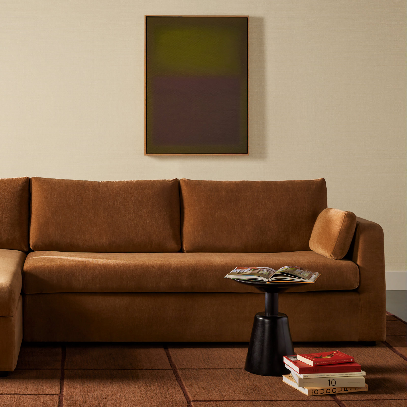 Composition Deep by Charles Stuart, Light Brown, 40" H x 30" W x 2" D, Green