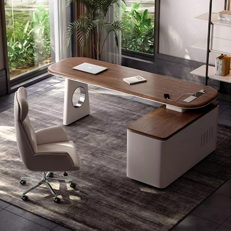 78.74"Rectangular brown multi-layer solid wood desk, 29.53" H x 78.74" W x 27.56" D
