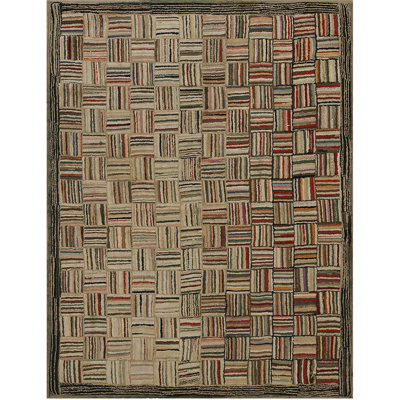 Antique American Hooked Rug Small Scatter Size Multicolor