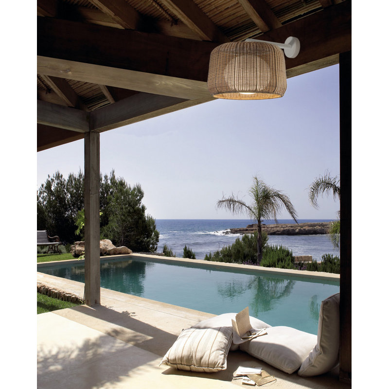 Fora 2 - Light Armed Sconce, Graphite Brown, Rattan Brown, No