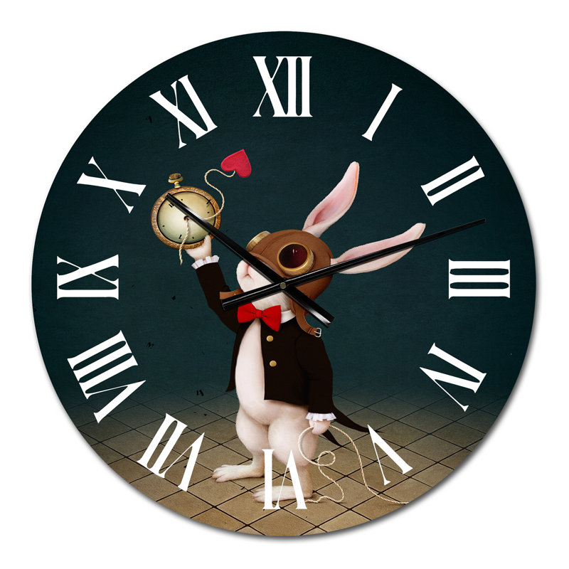 White Rabbit Alice in Wonderland I - Children'S Art Wall Clock, Small