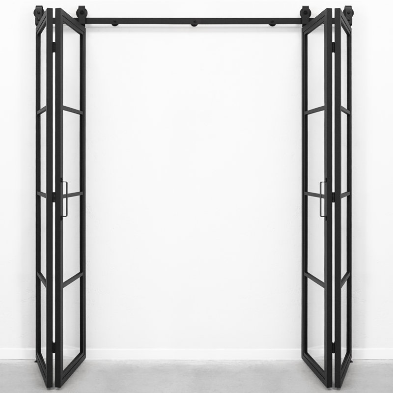 Single Bi-Fold Door With Transparent Glass, Double Slide, 2