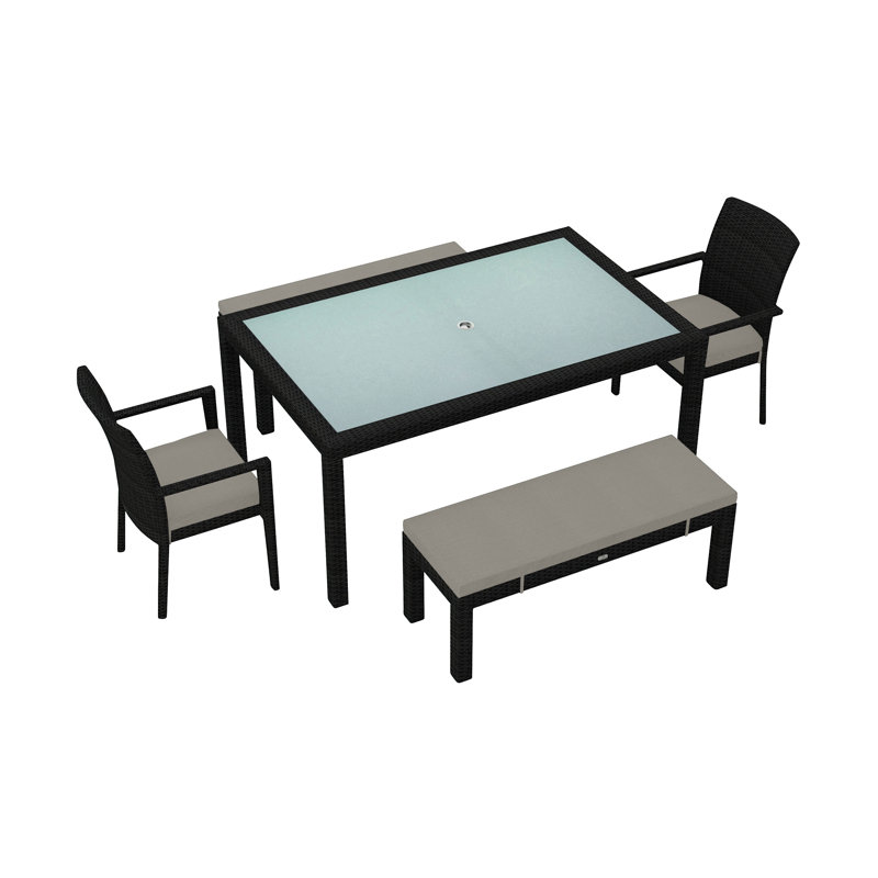 Ensemble repas 5 pièces avec coussins Subrern, Toile gris anthracite Sunbrella®