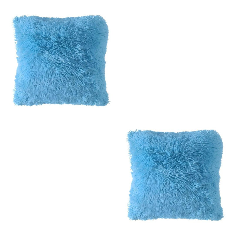Faux Fur Pillow Cover, 20" x 20", Blue