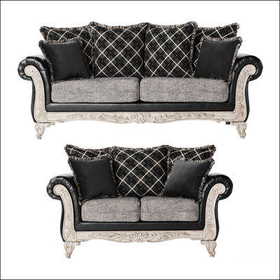 Wooden Frame Sofa And Loveseat Set