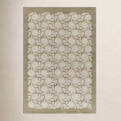 Eleanora Hand Tufted Wool Floral Green Area Rug