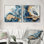 Héron à l'encre de chine dorée paysage II - héron, art mural de décoration murale
