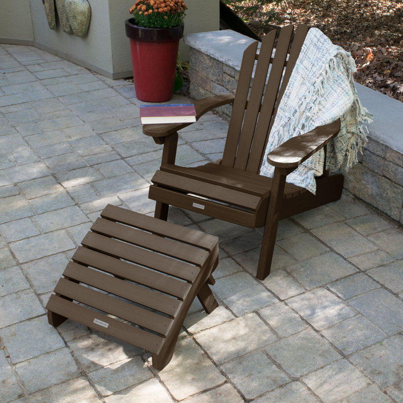 Anette 2-Piece Adirondack Chair and Ottoman Set, Weathered Acorn