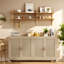 Rattan Buffet Cabinet, Storage Cabinet With 4 Doors And Shelf, Sideboard Buffet Cabinet For Dining Room, Living Room, Hallway-1369344596