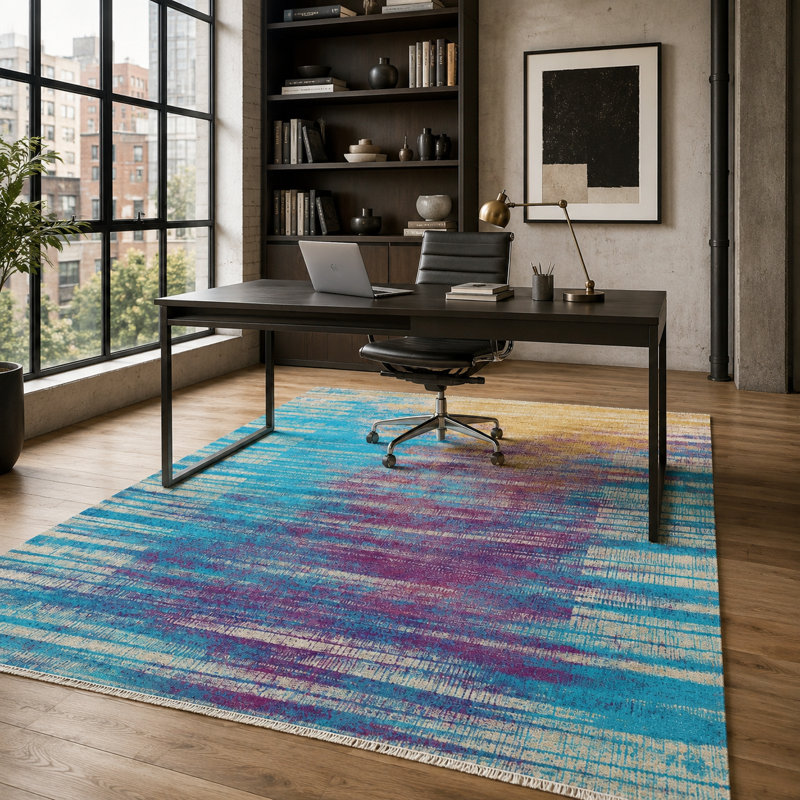 Geometric Cotton and Chenille Flatweave Area Rug, 80 x 150 cm