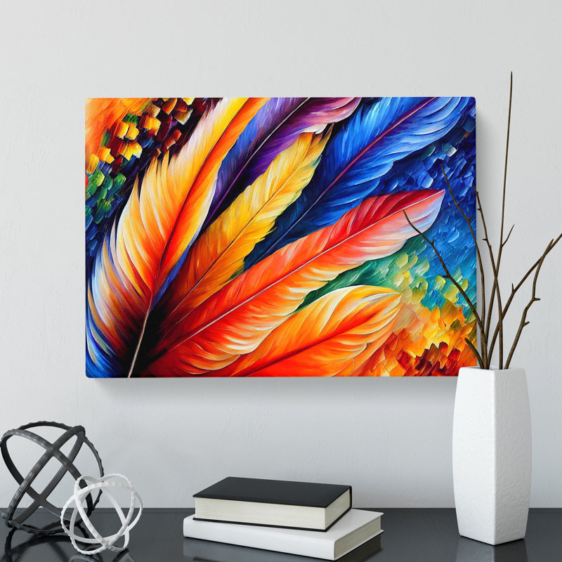 Bird Feather Art Painting Vol.5 Abstract - Wrapped Canvas, 35cm H x 50cm W x 3cm D