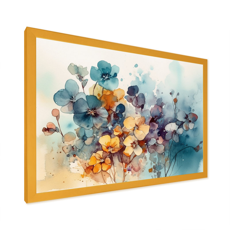 Symphonie florale jaune - imprimé, H 16 po x l 32 po x P 1 po, Encadrement doré