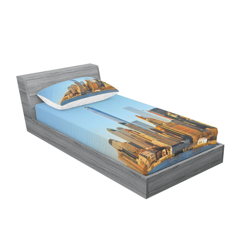 Ensemble de draps New York City, Ensemble de draps pour lit simple TG avec drap-hou