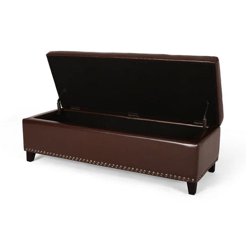 Repose-pieds avec rangement, grand banc de rangement pour repose-pieds de 51 pouces, banc rembourré à l'extrémité du lit avec couvercle à charnières, tabouret long pour repose-pieds dans la chambre du salon