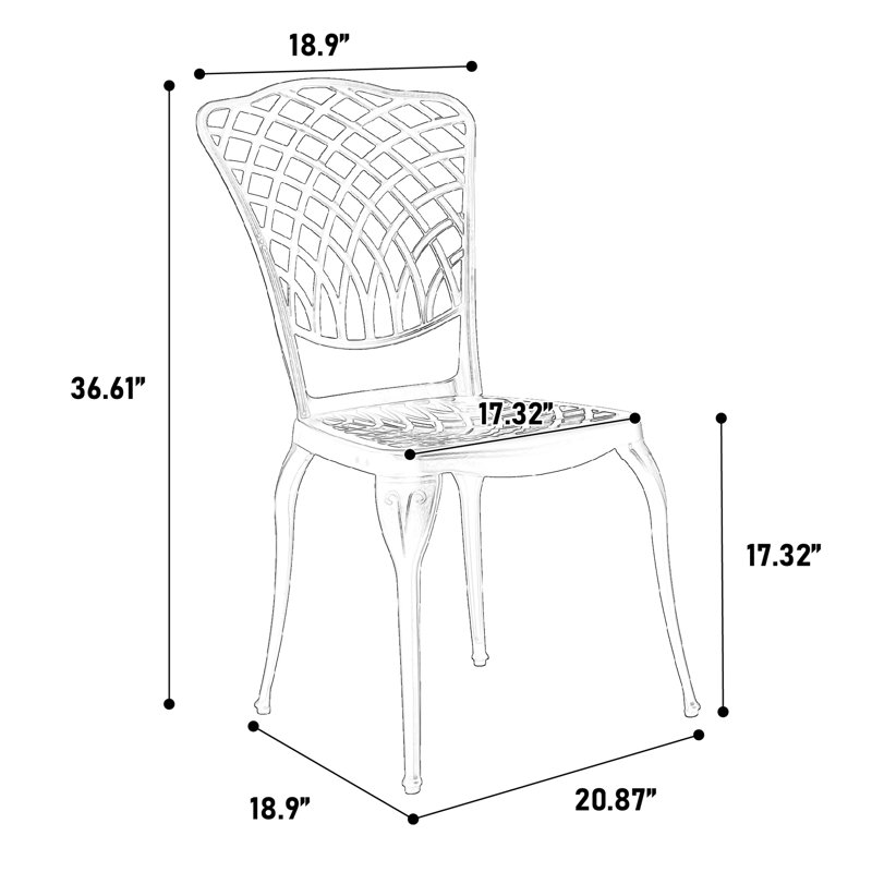 3 pièces de mobilier de patio antirouille - fonte d'aluminium 2 chaises et 1 table en blanc pour le porche, conception classique de balcon, étapes d'assemblage simples en aluminium, balcon rond, processus de jardin sans effort