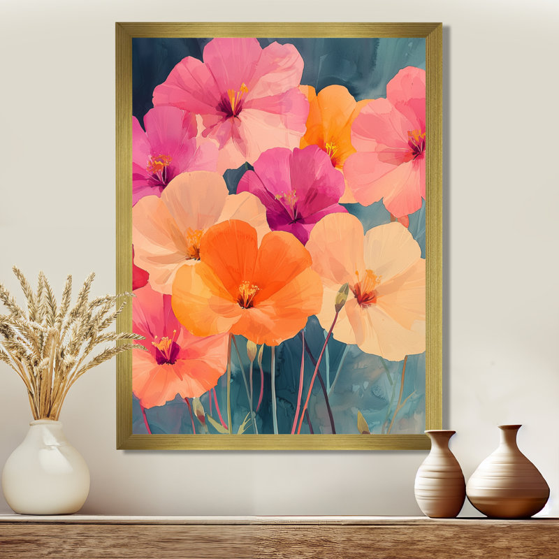Selena - reproduction d'art sur toile florale, H 20 po x l 12 po, Picture Framed, Or