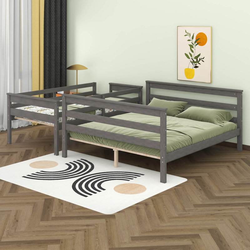 Wood Twin XL Over Queen Bunk Bed With Ladder