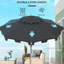 Parasol de patio 9 'avec inclinaison et manivelle - Auvent double couche pour l'extérieur pour terrasse de jardin Système de bouton-poussoir gris foncé Jardins, terrasses, piscines