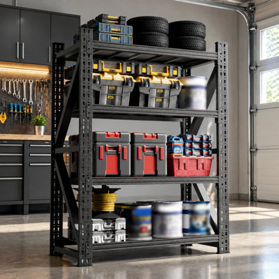 Étagère de garage robuste en métal réglable avec 4 tablettes