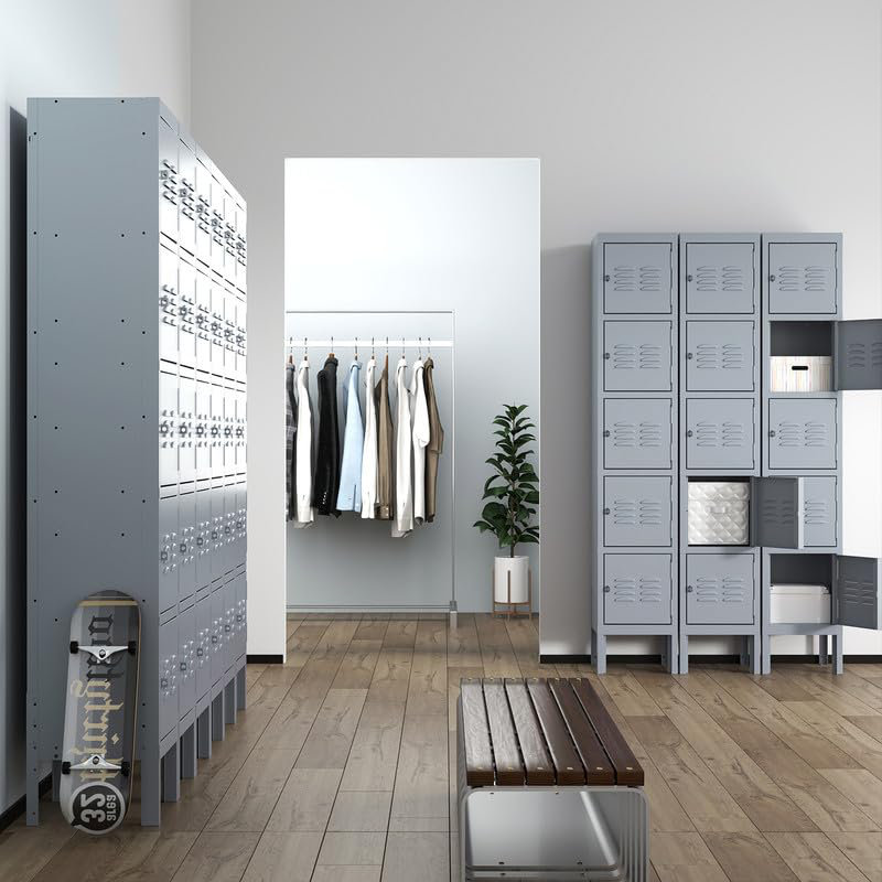 Gray 66-Inch Steel 5-Door Office Storage Locker Cabinet