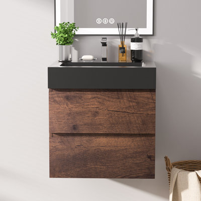  Single Sink Floating Bath Vanity with Solid Surface Integral Top