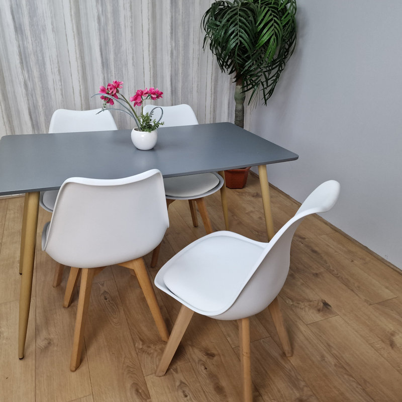 Gisele 4 - Person Dining Set, Grey, White