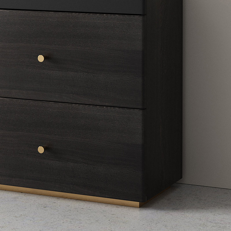 High-quality Modern Nightstand,Glass Top,No assembly required, Black