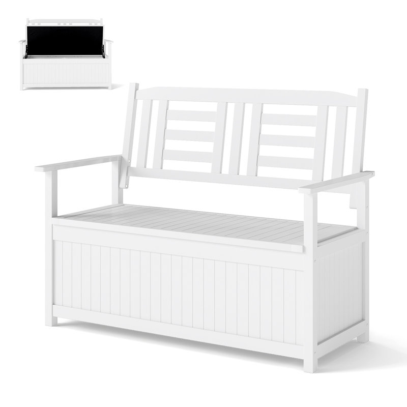 Solid Wood Outdoor Bench, White