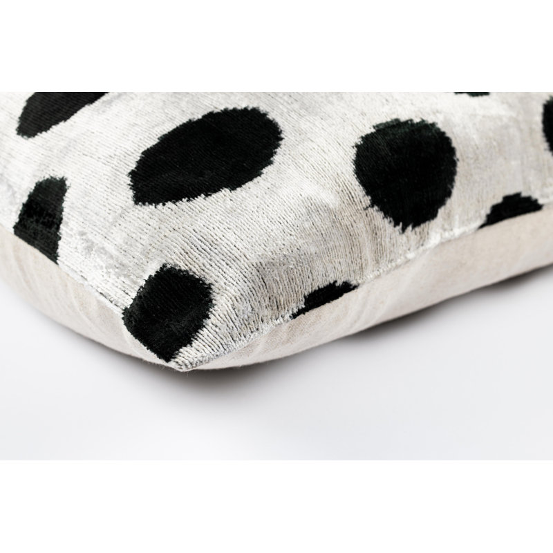 Silk Lumbar Rectangular Pillow Cover & Insert, Black/White/Polka Dots