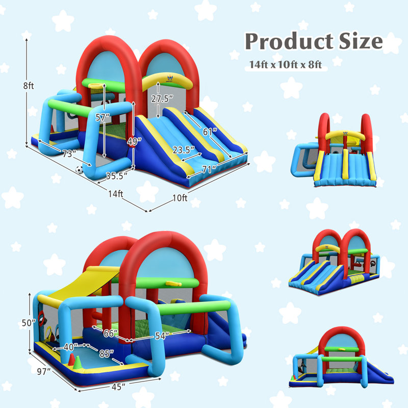 Jeu gonflable 14 'x 10' avec glissade